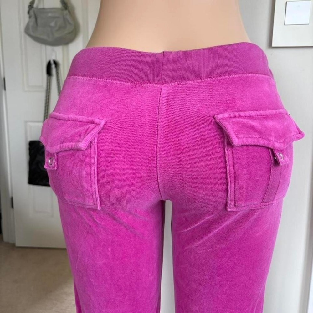 y2k 2000s low rise pink velour snapback pocket track sweatpants
